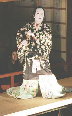 表情豊かな演技で観客を魅了した十八代目中村勘三郎さん=瑞浪市日吉町の美濃歌舞伎博物館「相生座」で